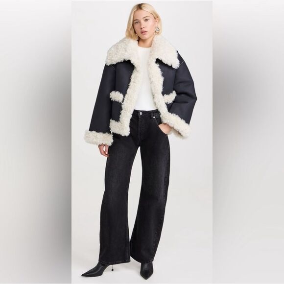 Free People Jackets & Blazers - NWOT Free People Kiki Sherpa Vegan Leather Bomber Jacket